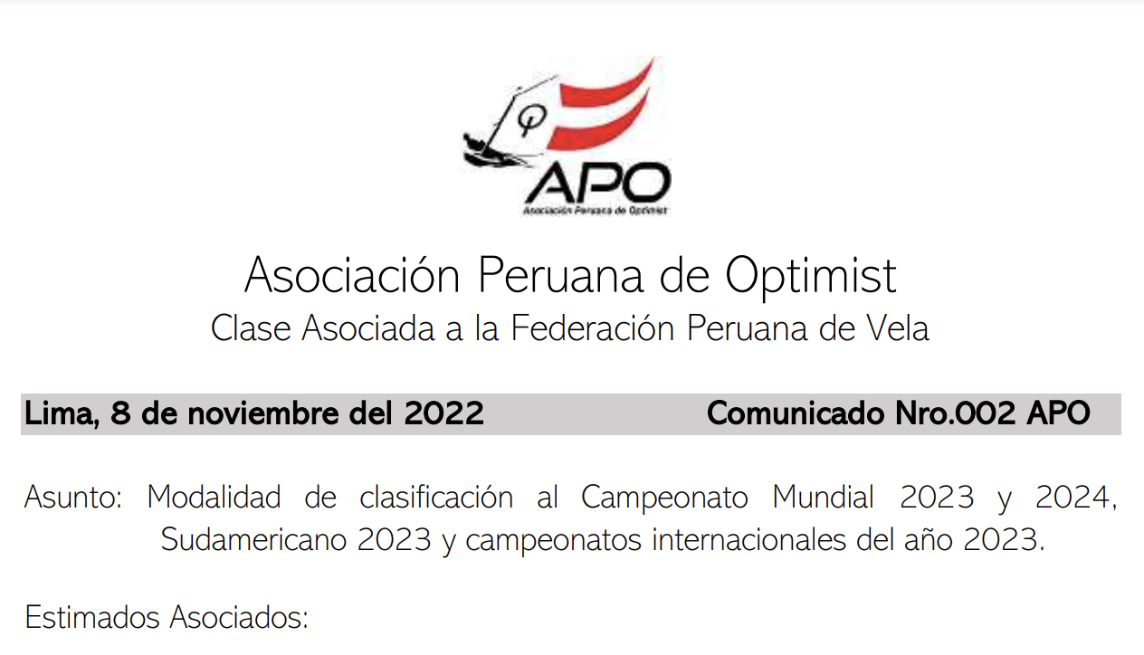 Modalidad de clasificación al Campeonato Mundial 2023 y 2024, Sudamericano 2023 y campeonatos internacionales del año 2023.